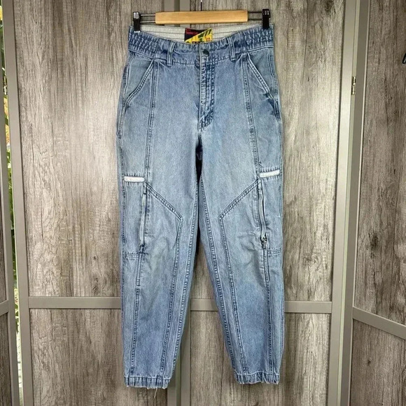 Levis Sport Jeans Vintage 90s Jogger Knee Pockets Elastic Waist Sz 27 - Picture 1 of 12